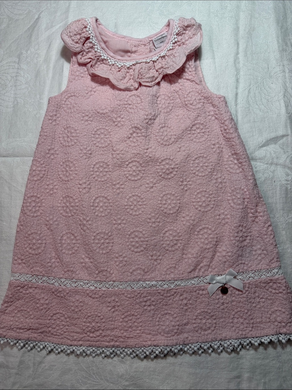 Catherine Malandrino Mini Girls Light Pink Sleeveless Lace-Trim Dress